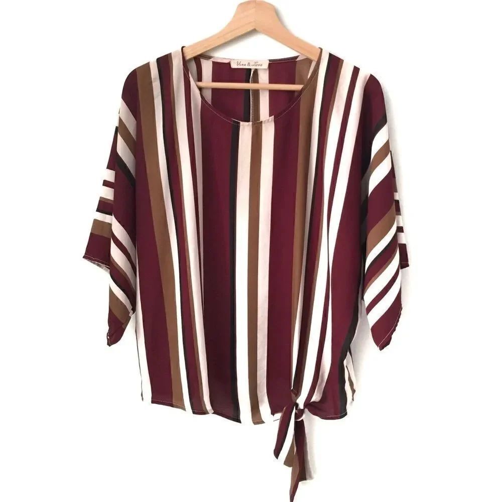 Vine & Love Fall Vibe Stripped Blouse